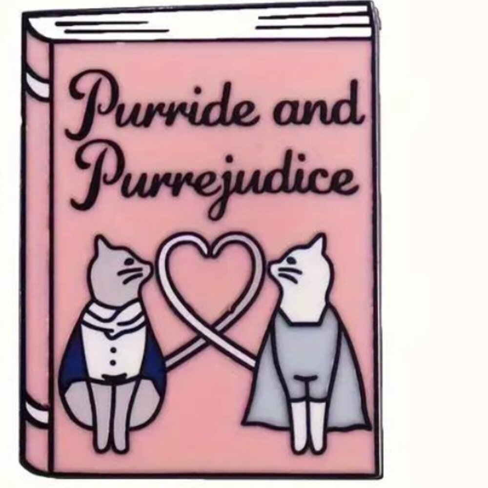 Purride and Purrejudice Enamel Pin - Cute Literary Cat